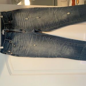 Dear John straight leg, raw hemmed jeans. Slightly distressed, size 26.